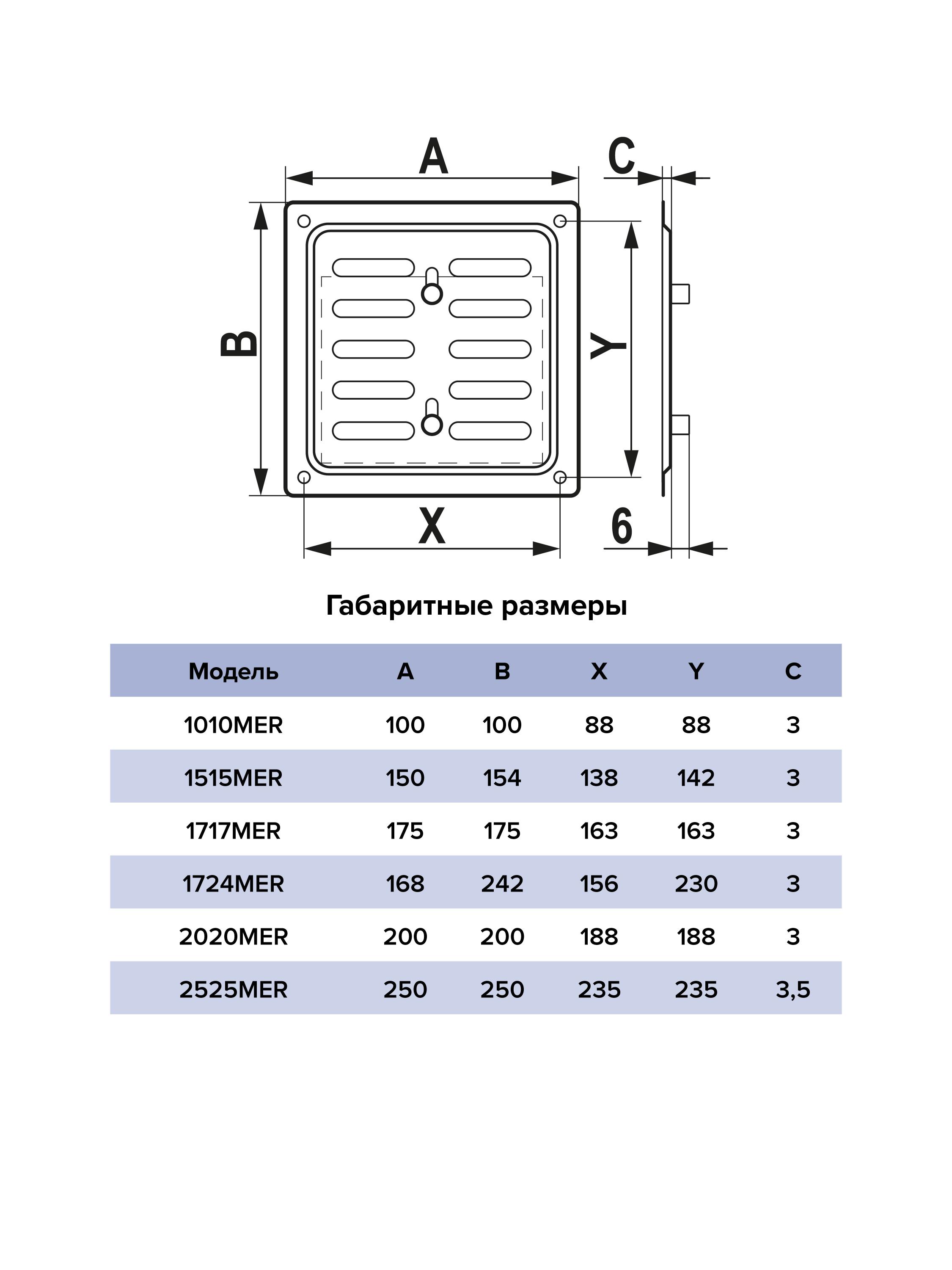 картинка Решетка вентиляционная MER регулируемая 150x150 оцинк.сталь ERA от магазина sp-market