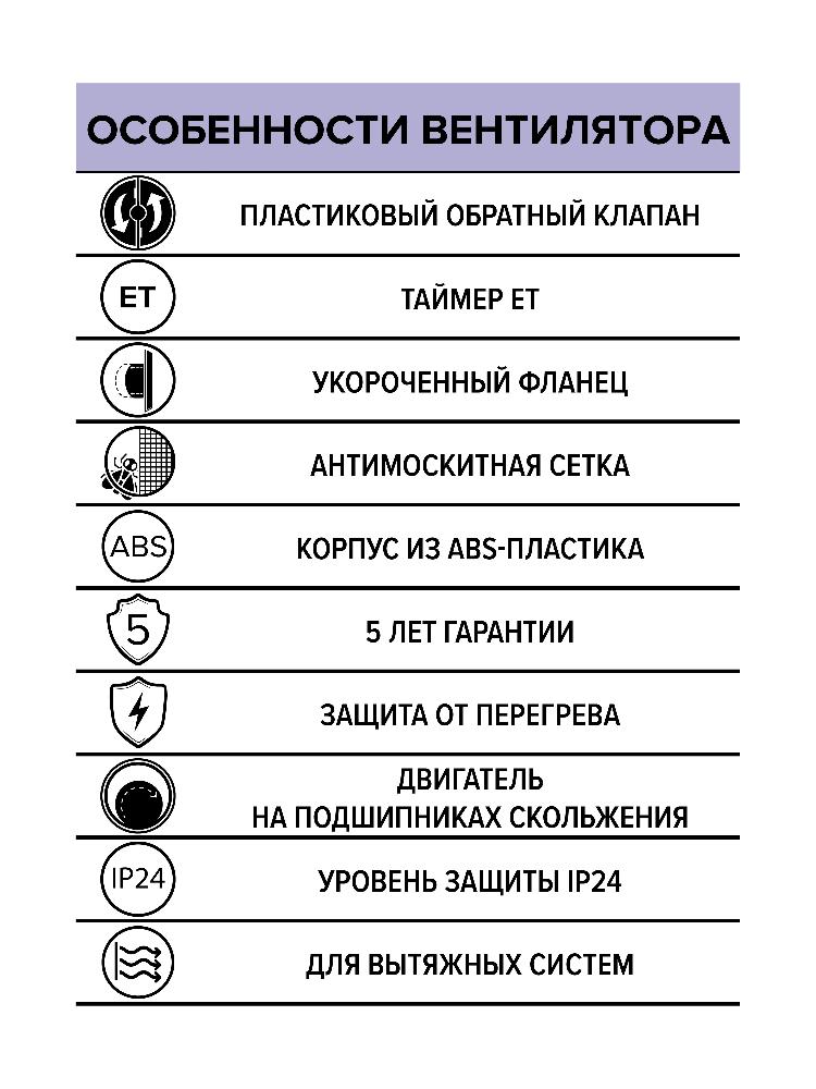 картинка Вентилятор накладной REST D100 сетка обр.клапан ET ERA от магазина sp-market